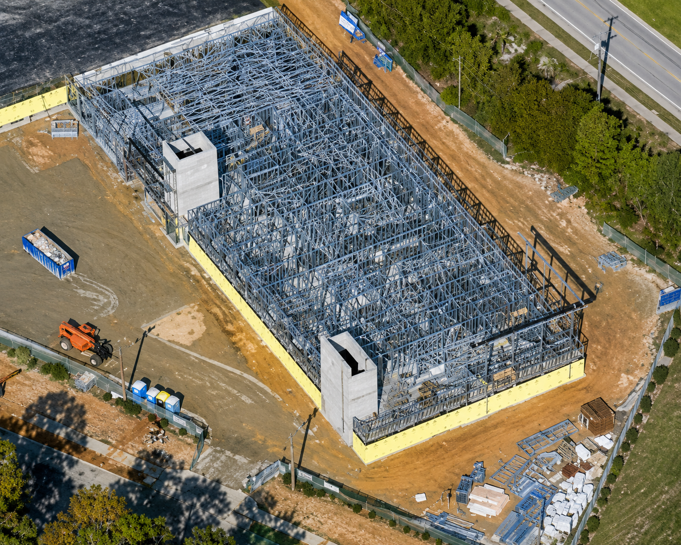 Public Storage metal framing under construction