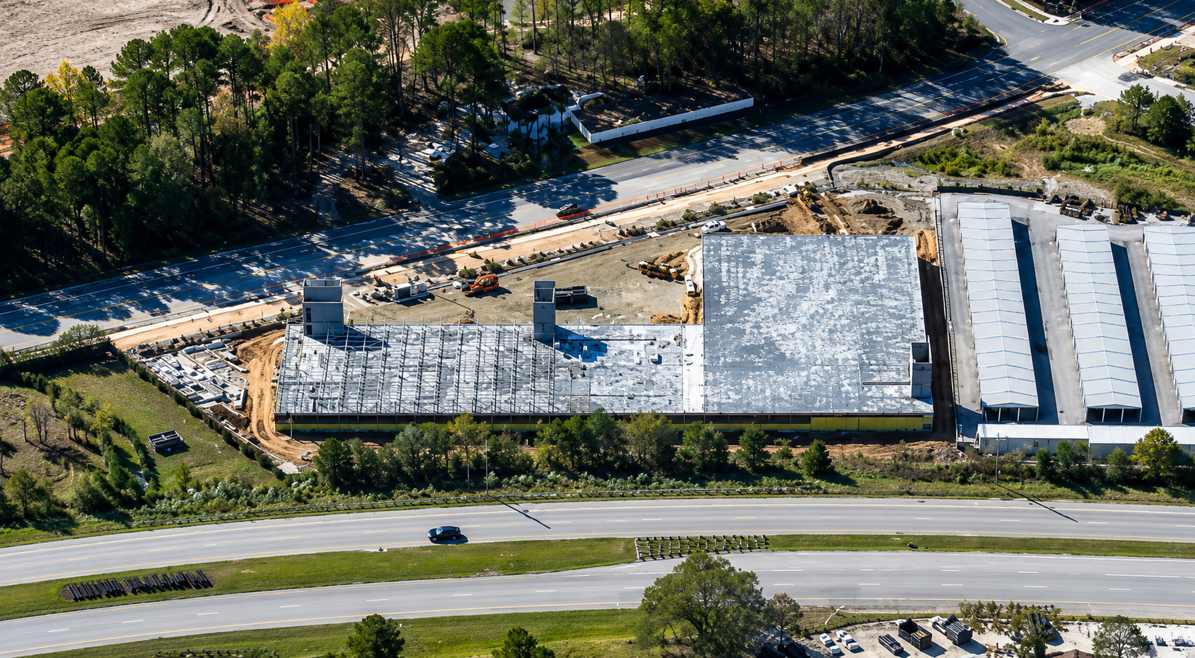 Commercial construction site from above